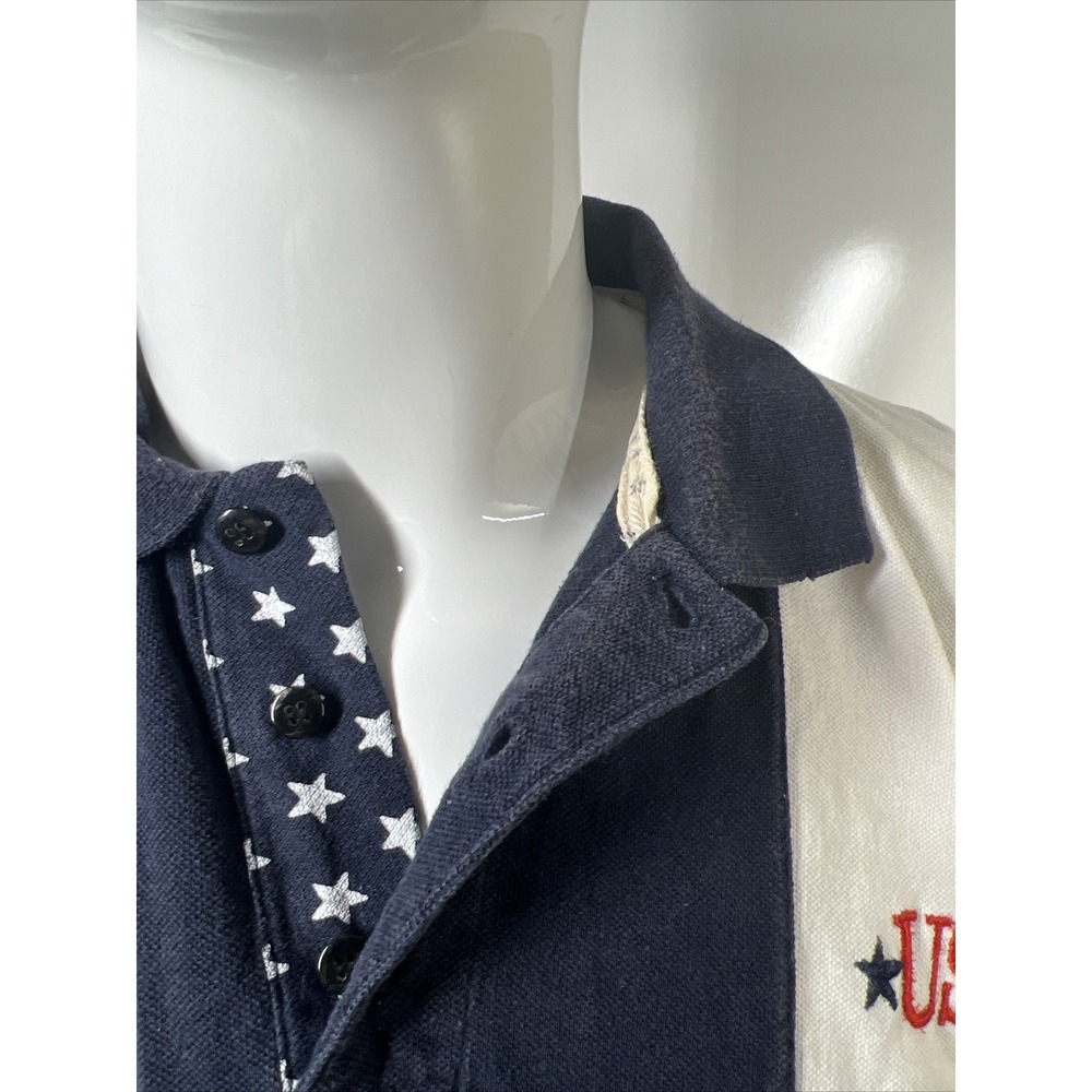 Vintage Time A.M Patriotic USA Polo Collared Short Sleeve Shirt Mens SZ XL - Picture 4 of 15